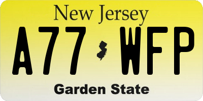 NJ license plate A77WFP