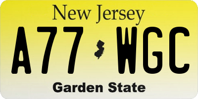 NJ license plate A77WGC