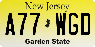 NJ license plate A77WGD