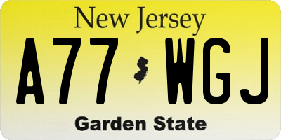 NJ license plate A77WGJ