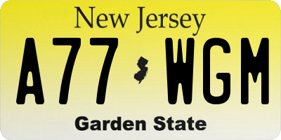 NJ license plate A77WGM