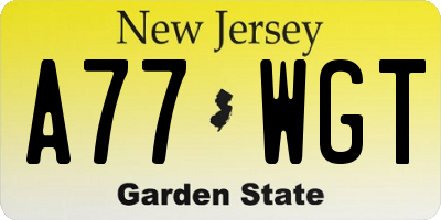 NJ license plate A77WGT