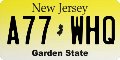NJ license plate A77WHQ