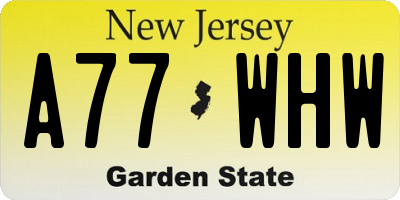 NJ license plate A77WHW