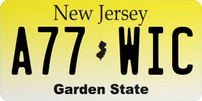 NJ license plate A77WIC