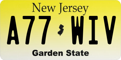 NJ license plate A77WIV
