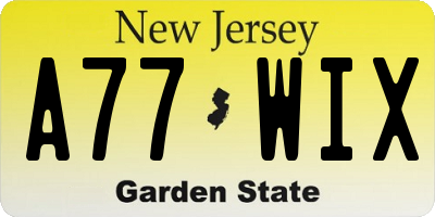 NJ license plate A77WIX