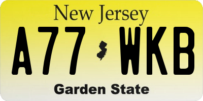 NJ license plate A77WKB