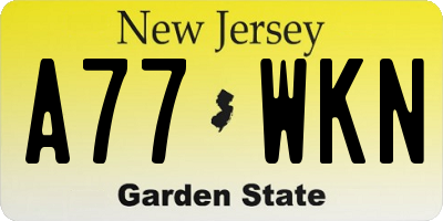 NJ license plate A77WKN