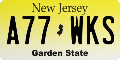 NJ license plate A77WKS