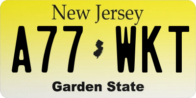 NJ license plate A77WKT