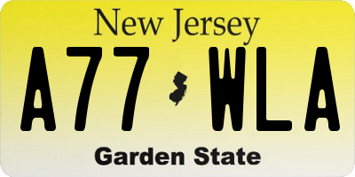 NJ license plate A77WLA