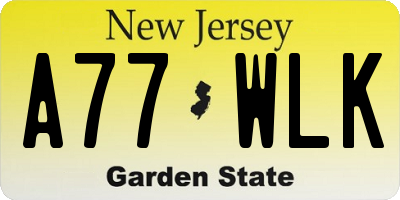 NJ license plate A77WLK