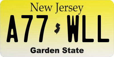 NJ license plate A77WLL