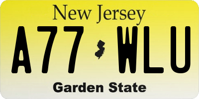 NJ license plate A77WLU