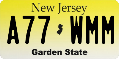 NJ license plate A77WMM