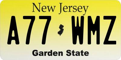 NJ license plate A77WMZ