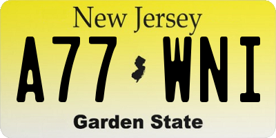 NJ license plate A77WNI