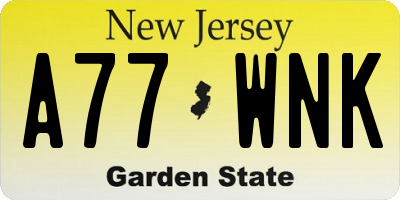 NJ license plate A77WNK