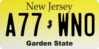 NJ license plate A77WNO