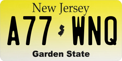 NJ license plate A77WNQ