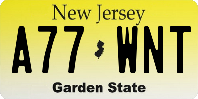 NJ license plate A77WNT