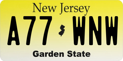 NJ license plate A77WNW