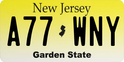 NJ license plate A77WNY