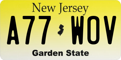NJ license plate A77WOV