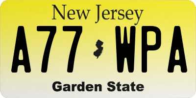 NJ license plate A77WPA