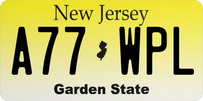 NJ license plate A77WPL