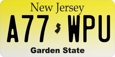 NJ license plate A77WPU