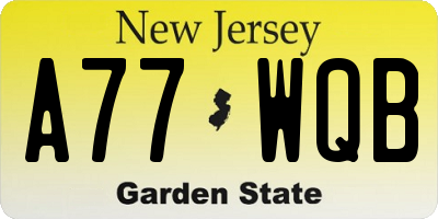 NJ license plate A77WQB