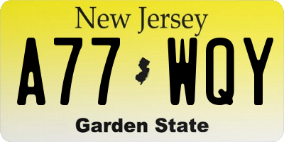 NJ license plate A77WQY