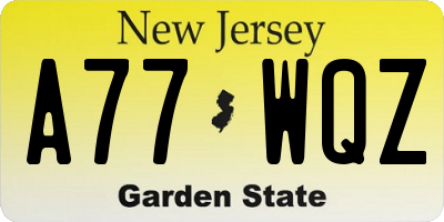 NJ license plate A77WQZ