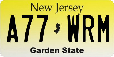 NJ license plate A77WRM