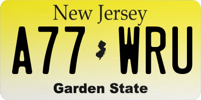 NJ license plate A77WRU