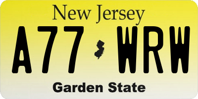 NJ license plate A77WRW