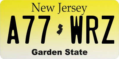 NJ license plate A77WRZ