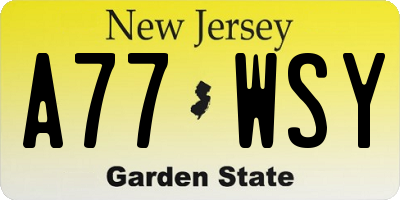 NJ license plate A77WSY