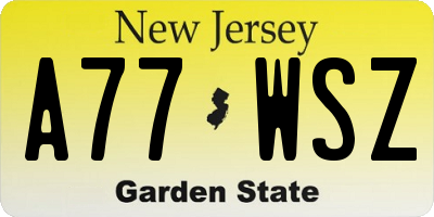 NJ license plate A77WSZ