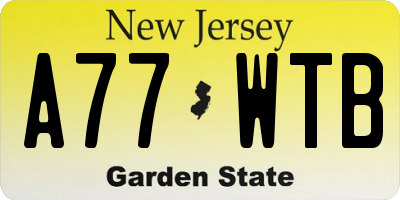 NJ license plate A77WTB