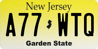 NJ license plate A77WTQ