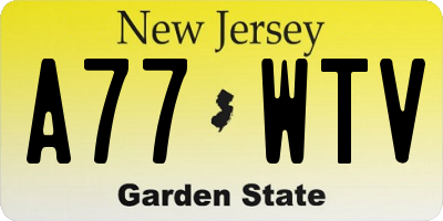 NJ license plate A77WTV