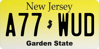 NJ license plate A77WUD