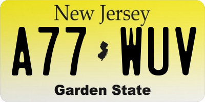 NJ license plate A77WUV