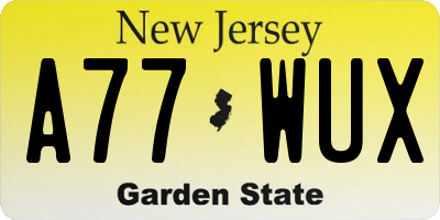 NJ license plate A77WUX
