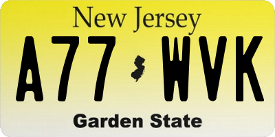 NJ license plate A77WVK