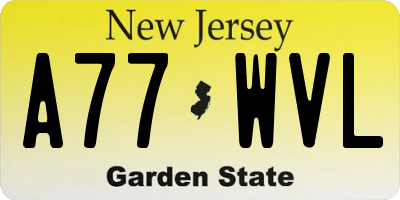 NJ license plate A77WVL