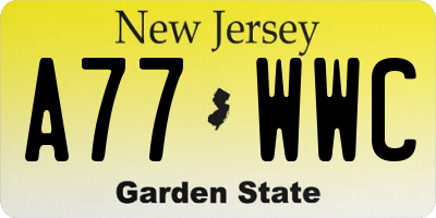 NJ license plate A77WWC